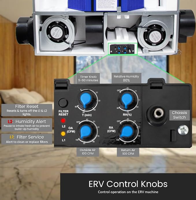 Awoco 6” Vent Energy Recovery Ventilator System Various Speeds 100 CFM - Image 8