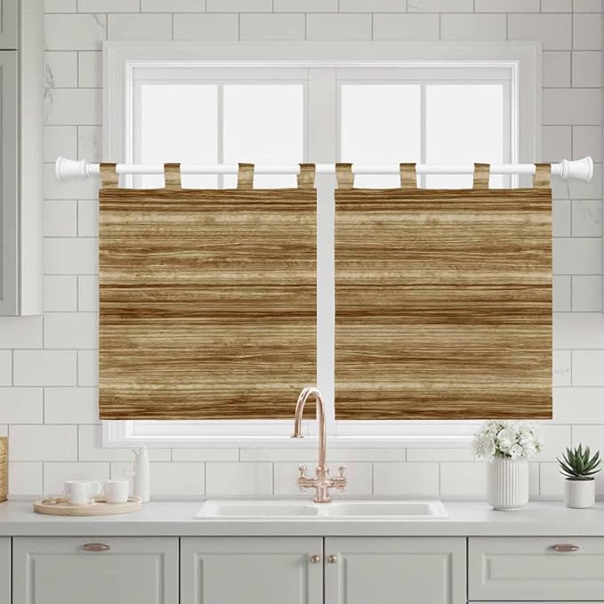 Vintage Western Kitchen Curtains 24 Inch Length, Small Window Curtains Tab Top - Image 3