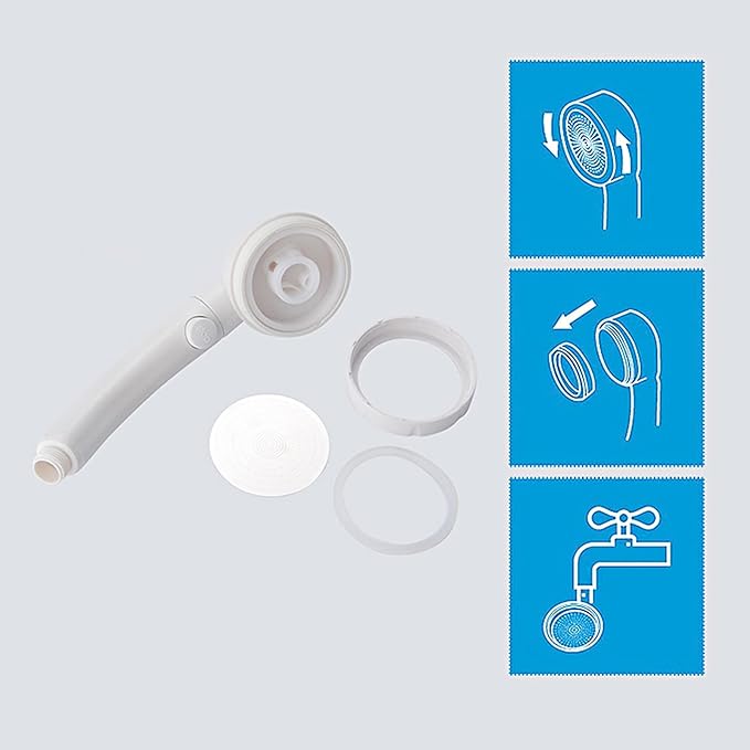 KAIYING High Pressure Handheld Shower Head with ON/OFF Pause Switch, 3 Spray Modes Shower Wand with Shut Off Button, Removable Camper Shower Head with Hose and Adjustable Angle Bracket (White)