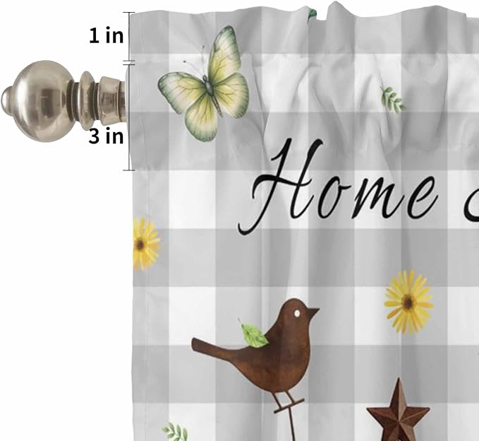 Kitchen Curtains Tiers and Valance Set of 3, Sunflowers Dog Light Filtering - Image 5
