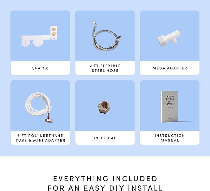 TUSHY 3.0 Spa Cool to Warm Water Bidet Attachment. Easy Universal Toilet Seat Install, Requires Sink Connection for Temperature Control. Fresh Self-Cleaning Clean Water, Noir/Gold