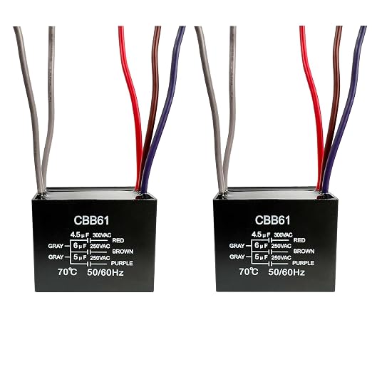YukiHalu Ceiling Fan Capacitor CBB61 4.5uf + 6uf + 5uf 5 Wire 250V Compatible by YukiHalu