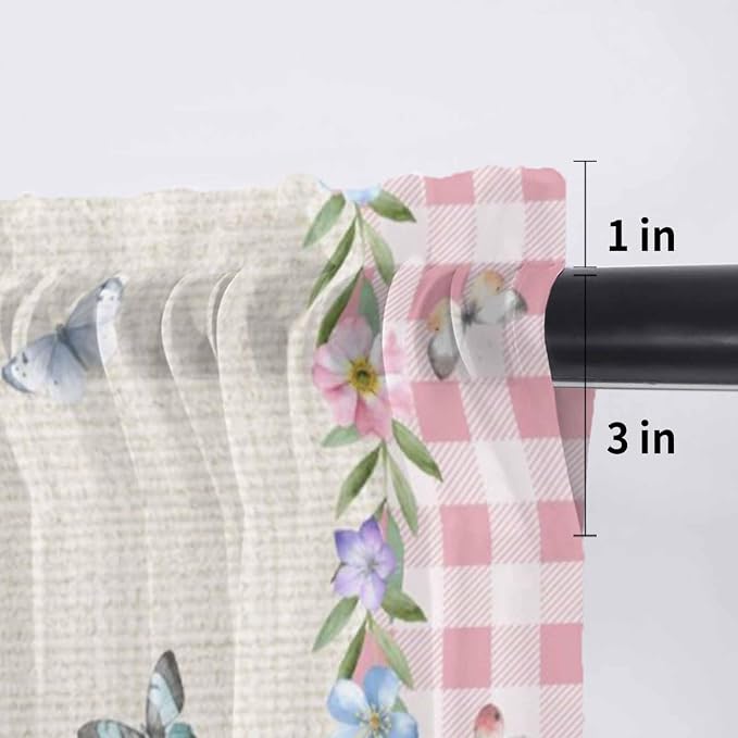 Easter Sheer Valances for Windows 54"x18", Light Filtering Kitchen Curtains - Image 7