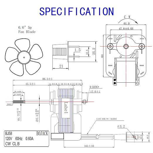 BOJACK Bathroom Vent Fan Motor 120V 60Hz 0.60A 30W Compatible - Image 6