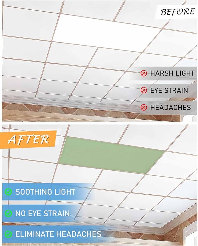 Fluorescent Light Covers for Ceiling Lights Sage Green Magnetic Light Filters 1 - Image 6