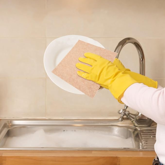 Loofah Dishwashing Towels 10pcs 25x25cm Absorbent Kitchen Dishcloths Plant - Image 4