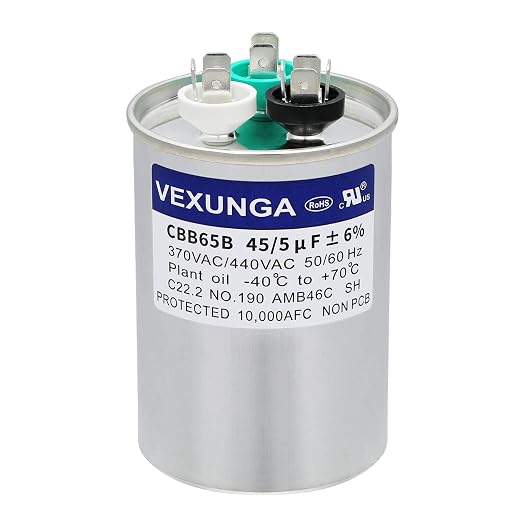 VEXUNGA 45/5 uF 45+5 MFD 370V or 440V Dual Run Start Round A/C Capacitor 45 5 by VEXUNGA