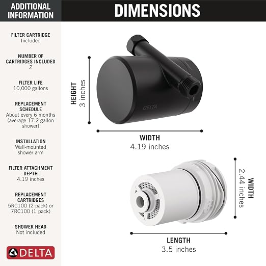 Delta Faucet Clarifi Standard Shower Filter Attachment Matte Black - Image 6