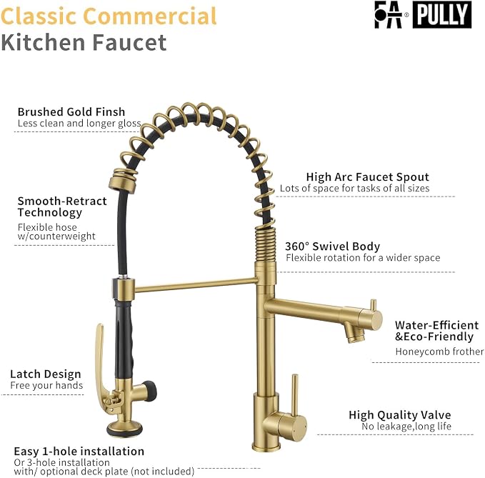 Brushed Gold Kitchen Faucet - Image 6