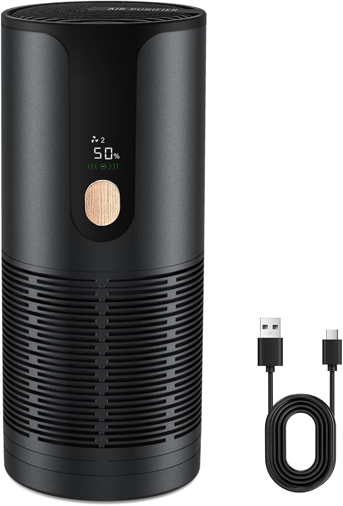 Mini Car Air Purifier-True HEPA Portable Small Air Purifier 15dB Quiet Cordless by Arint