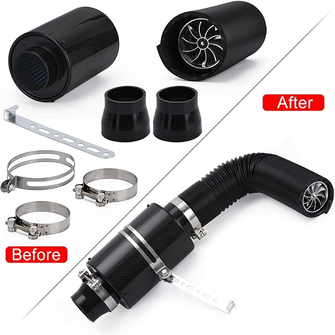 PTNHZ Universal 3" Racing Carbon Fiber Cold Feed Induction Kit Air Intake Kit - Image 5