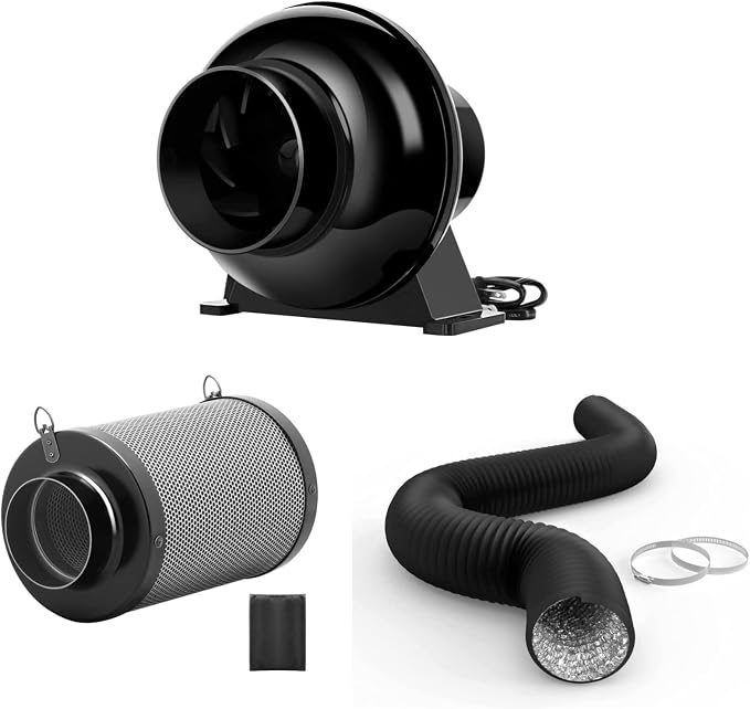 iPower 4 Inch 195 CFM Inline Fan Air Carbon Filter by iPower