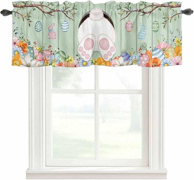 Easter Curtain Valances for Windows, Kitchen Valance Window Treatment, Spring by Unknown
