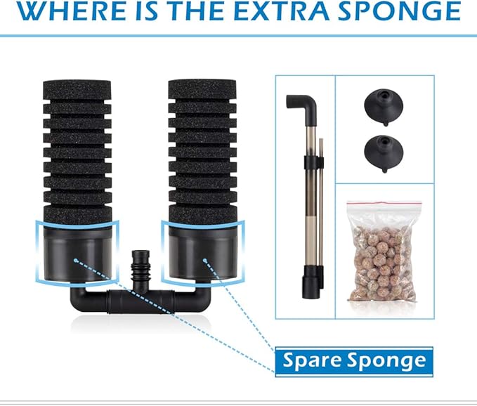 hygger Sponge Filter, Aquarium Filter Double Sponge Replaceable Media - Image 2