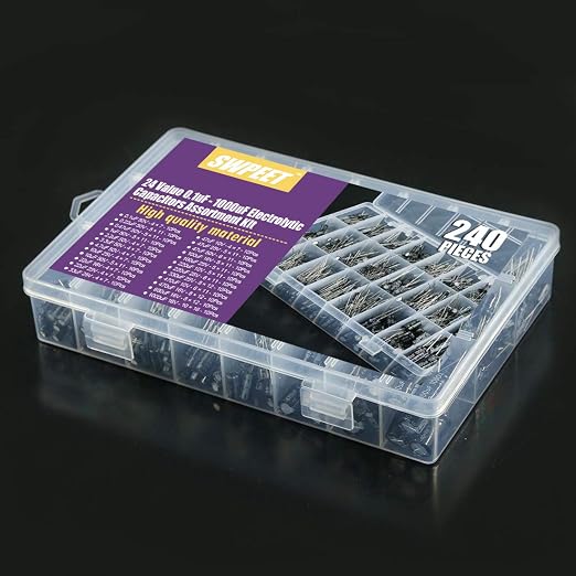 Swpeet 240Pcs 24 Kinds Different Electrolytic Capacitors Range 0.1uF－1000uF - Image 5