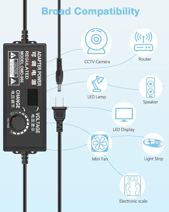 Aclorol Universal Power Supply 4V-24V 5A 120W Adjustable AC/DC Power Adapter - Image 2
