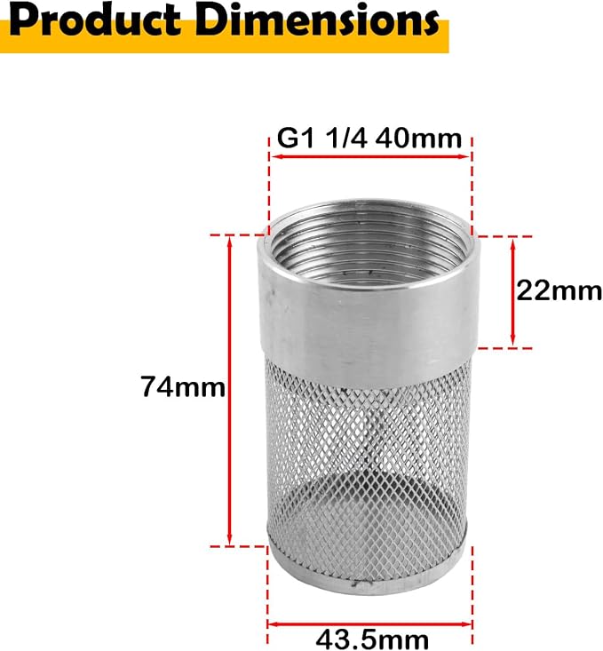 Dia Hose Inlet Suction Strainer Filter, Stainless Steel Water Pump Filter - Image 6