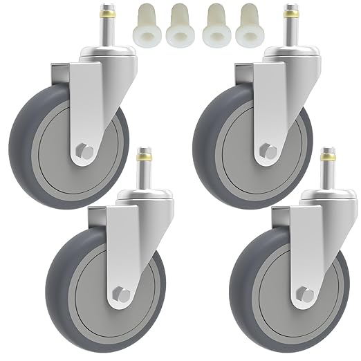 RILIDRI 5-Inch Swivel Caster Wheels, 7/16-Inch Stem Diameter Rubber Wheel by RILIDRI