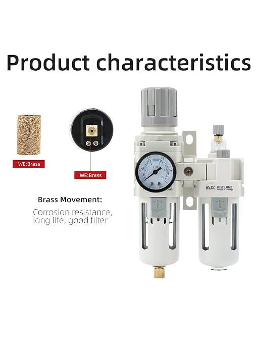 3/8" PT Compressed Air Filter Regulator Lubricator Combo Water/Oil Trap - Image 3