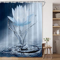 Lotus Shower Curtain Blue Flower Elegant Blooming Floral with Dew Spring Flower Reflection on Water Modern Romantic Polyester Fabric Bathroom Decor 70×70 Inch with Hook