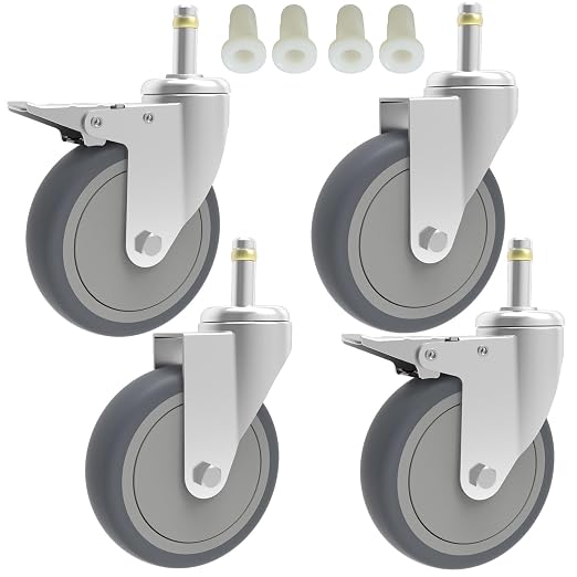 RILIDRI 5-Inch Swivel Stem Caster, 7/16-Inch Stem Diameter Rubber Wheel by RILIDRI