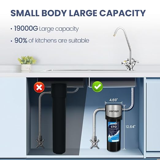 Vortopt Q7 Under Sink Water Filter System, Bad Taste & Odor, Under Counter - Image 5