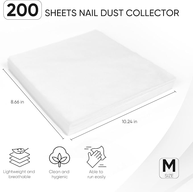 200 Sheets Nail Dust Collector Filter Paper, Disposable Nail Dust Filters - Image 3
