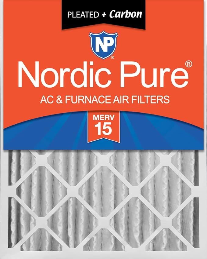 Nordic Pure 16x25x4 Pleated Air Filters MERV 15 Plus Carbon 1 Pack by NordicPure