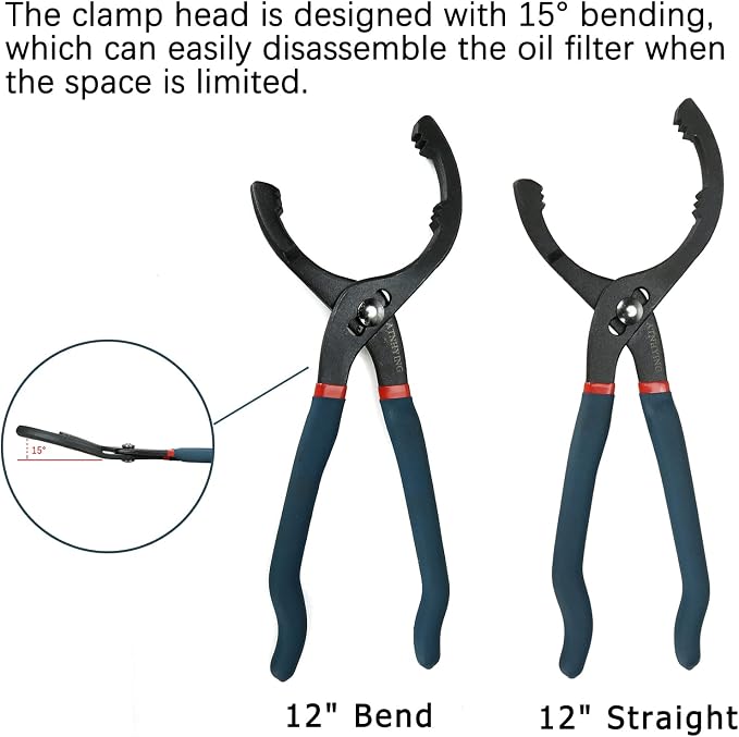 12" Oil Filter Pliers, Adjustable Oil Filter Wrench, Universal Oil Filter - Image 3