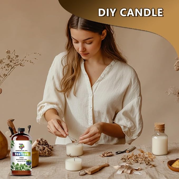 Tea Tree Essential Oil (16 oz / 480 ml) – Tea Tree Oils for diffusers, humidifiers, Home Baths, Cleaning Products, Yoga, DIY Soaps and DIY Scented Candles