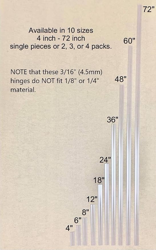 Clear PVC Hinge Piano Style for 3/16" Material, 36 Inch 1 Piece No Screw or - Image 7
