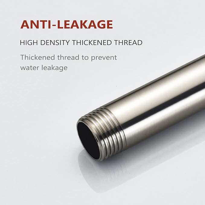 Celling Mounted Extention Stainless Steel High Density Thickened Thread Shower Arm and Shower Arm Flange for U4999-SS 10-inch, Brilliance Stainless