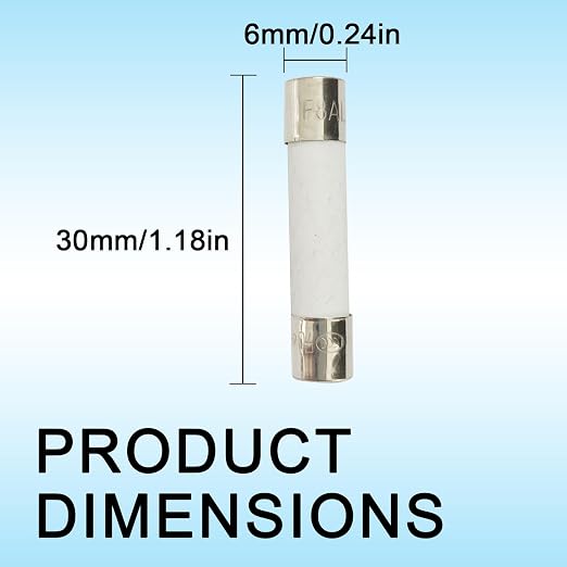 5-Pack 6x30mm 8A 250V Fast-Blow Ceramic Fuse - Image 2