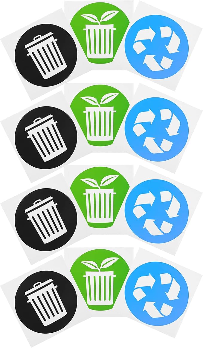 Zerodeko 12pcs Garbage Sorting Stickers by Zerodeko