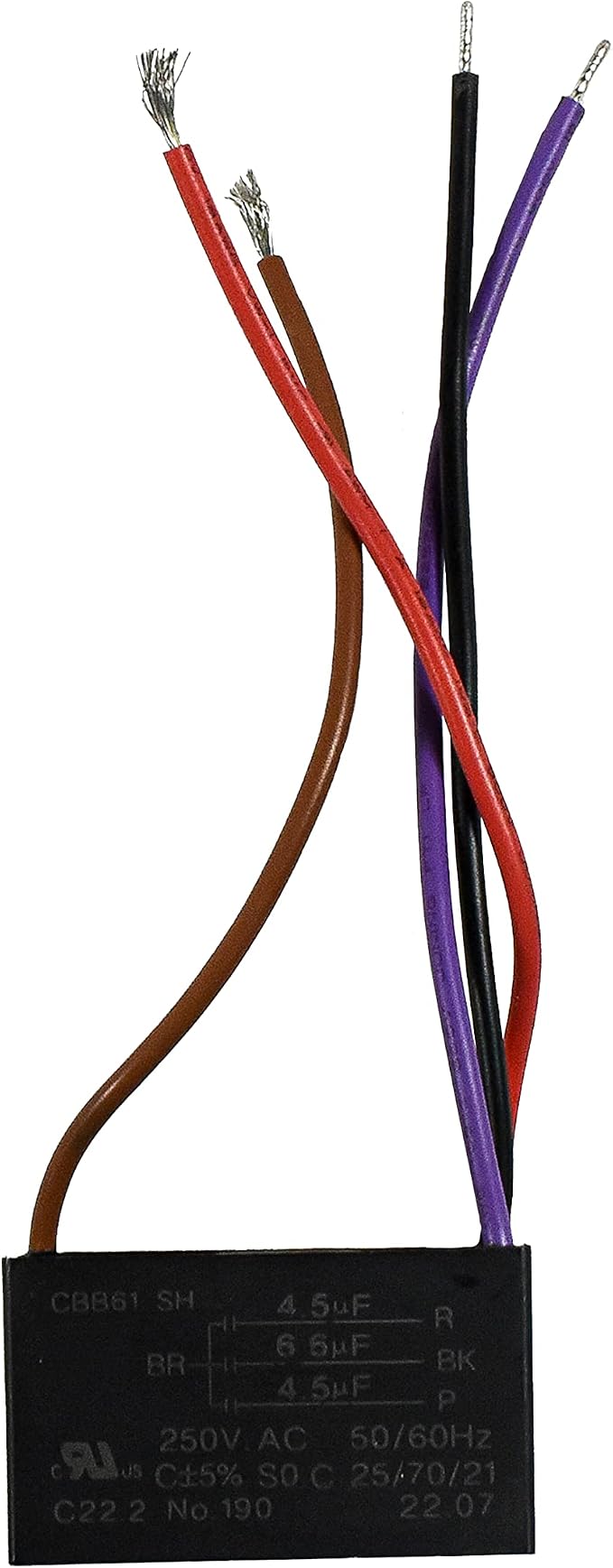 HQRP Ceiling Fan Capacitor CBB61 4.5uf+4.5uf+6.6uf 4-Wire - Image 5