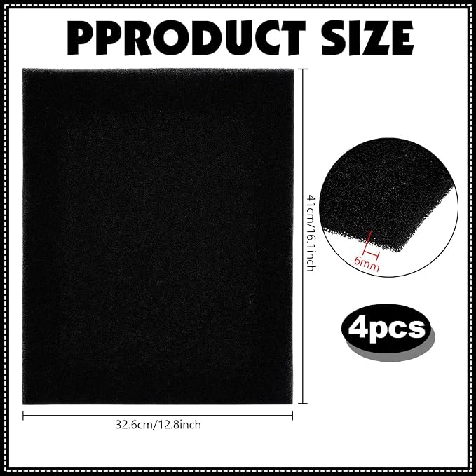 PH PandaHall 4pcs Air Conditioner Filter Pad 16" x 12.8" x 1/4" Cut to Fit Foam - Image 2