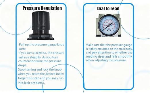 HengMinLingTong 1/2" NPT Compressed Air Filter Regulator Combo Piggyback - Image 5