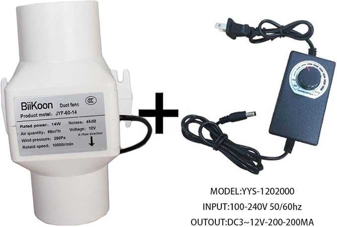 12V Inline Duct Fan Mini Attic Vent Booster 2.4“ 60Mm 58Cfm Variable Exhaust - Image 5
