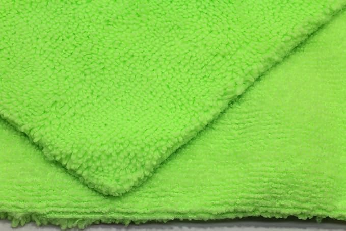 Autofiber [Elite] Edgeless Two-Pile Microfiber Detailing Towel (16"x16") Green - 10 Pack | All-Purpose Detail Rag | High-Pile, Low-Pile | Interior Towel