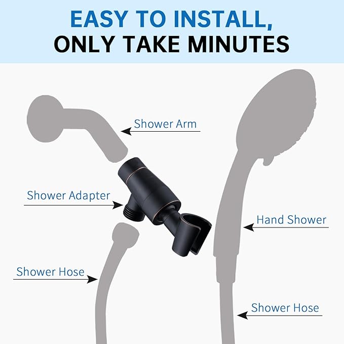 G-Promise Metal Shower Head Holder for Hand Held, Adjustable Bracket, Universal Shower Arm Mount, Oil-Rubbed Bronze Finish