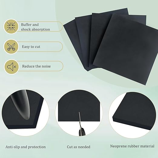 4 Pieces Anti Vibration Pads 1/8 in Thick X 6 in X 6 in, Neoprene Rubber Pads - Image 4