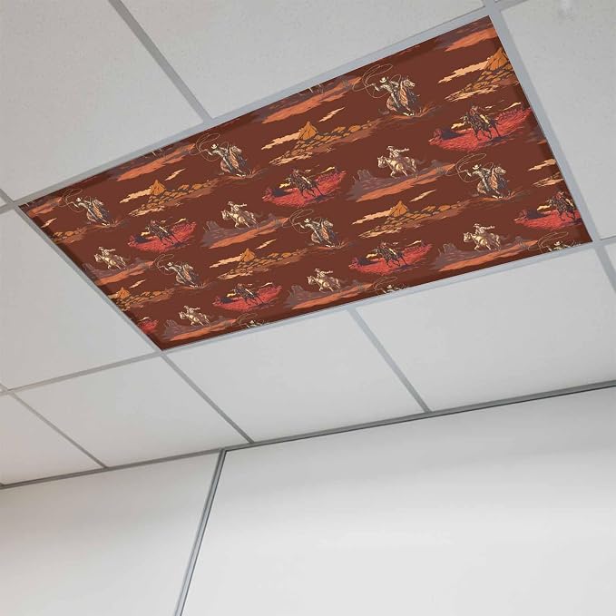 Cowboys Horses 1 Pc Fluorescent Light Cover 4 x 2 Feet, Desert Ethnic Winds - Image 2