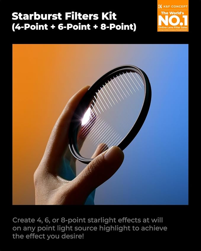 K&F CONCEPT 72mm Star Filters Kit 4 Points 6 Points 8 Points Cross Screen - Image 2