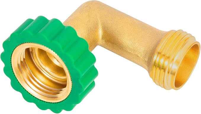 Lead-Free Brass 90°Hose Elbow Fitting, 90 Degree Hose Saver Green Quick Swivel - Image 3