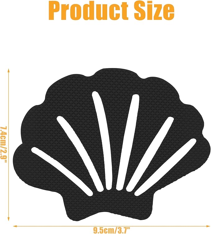 Bathtub Stickers Non Slip, Shell Shaped Tubs Safety Shower Treads, Adhesive Sticker for Bathroom Bathtub, Shower Floor,Black(30Pcs)