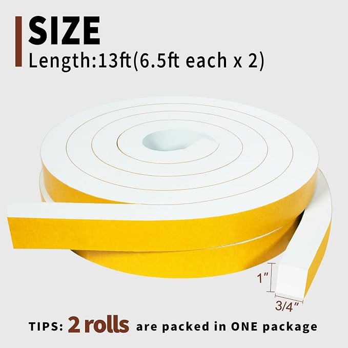 Yotache White High Density Foam Tape 1" x3/4" - Image 4