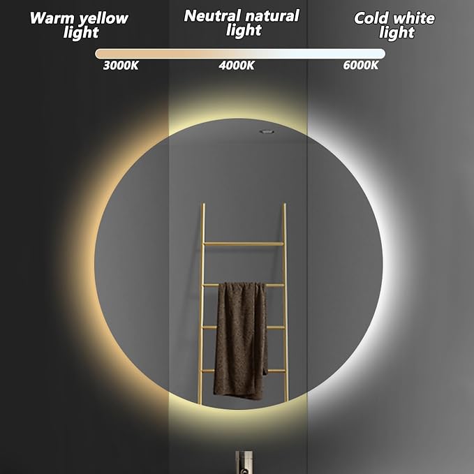 Bathroom Mirror with LED Lights and Touch Sensor, Wall Mounted Mirror with - Image 4