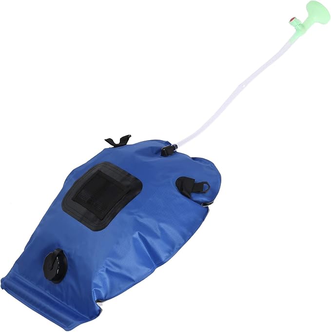 Outdoor 20L Solar Power Shower Bag, Camping Portable Sun Heated Bath Bag with Shower Head, 20L Capacity for 8 Minute Shower, Includes Thermometer and Mesh Storage Bag, Ideal