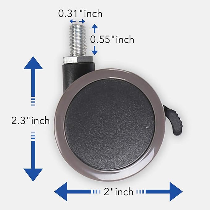 FlexiSpot Height Adjustable Desk Leg Casters Wheels Set of 4 pcs - Image 5