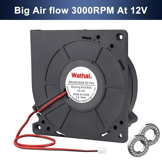 Wathai 120mm x 32mm Brushless Cooling Blower Fan 12V DC Dual Ball Centrifugal - Image 7